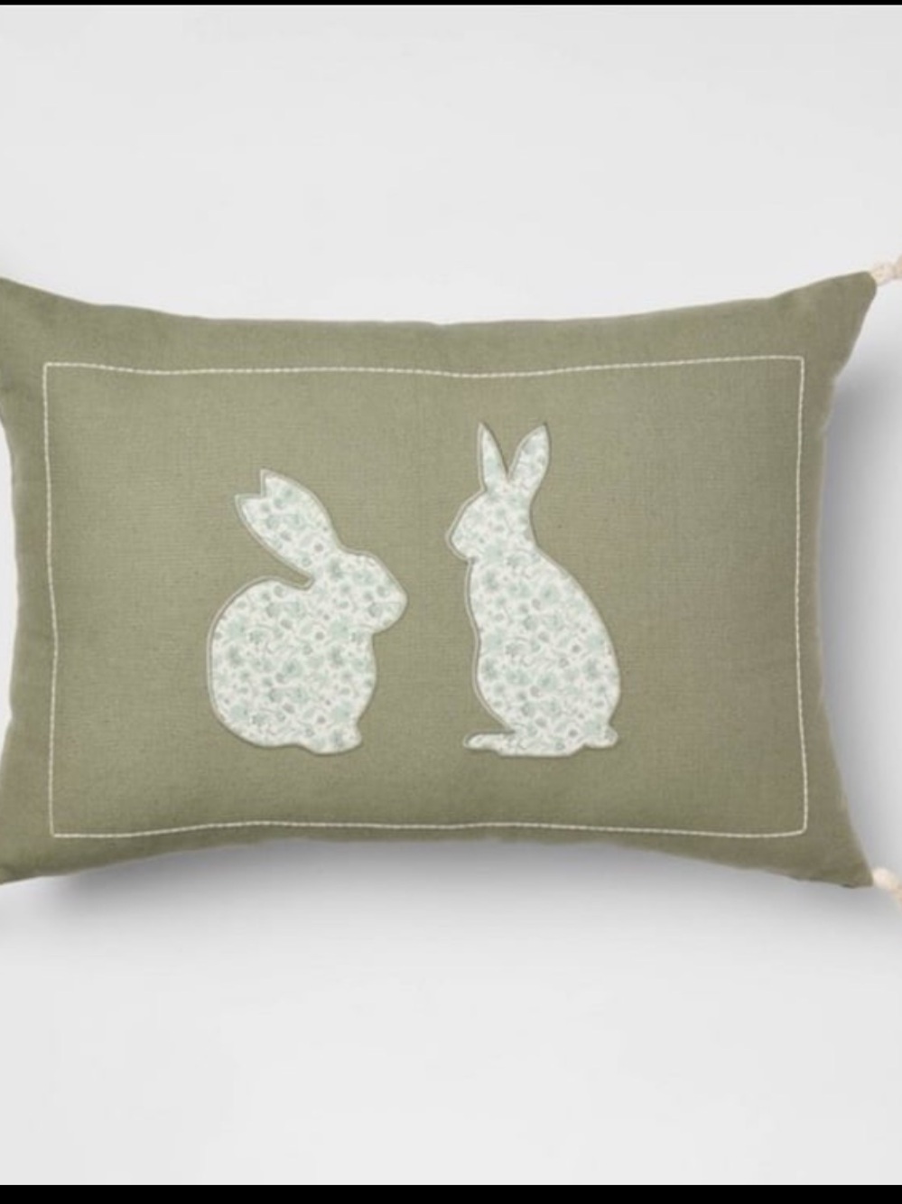 Lumbar Easter Bunny Applique with Tassels Army Green - Threshold Studio McGee